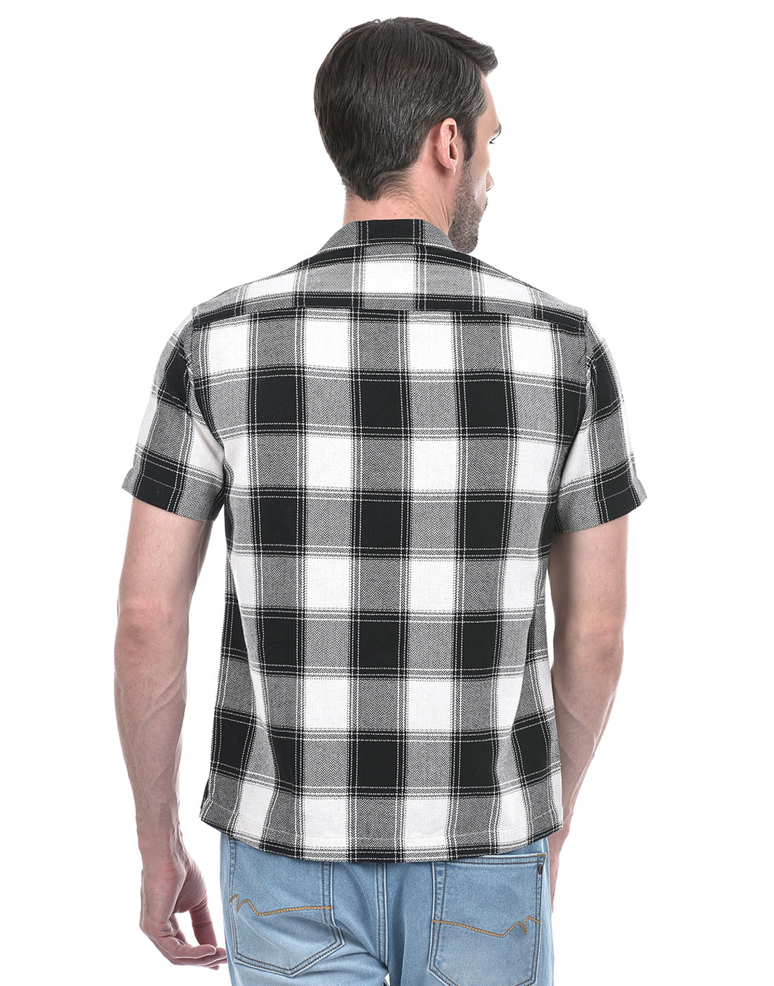 Numero Uno Men Checkered Black Shirt